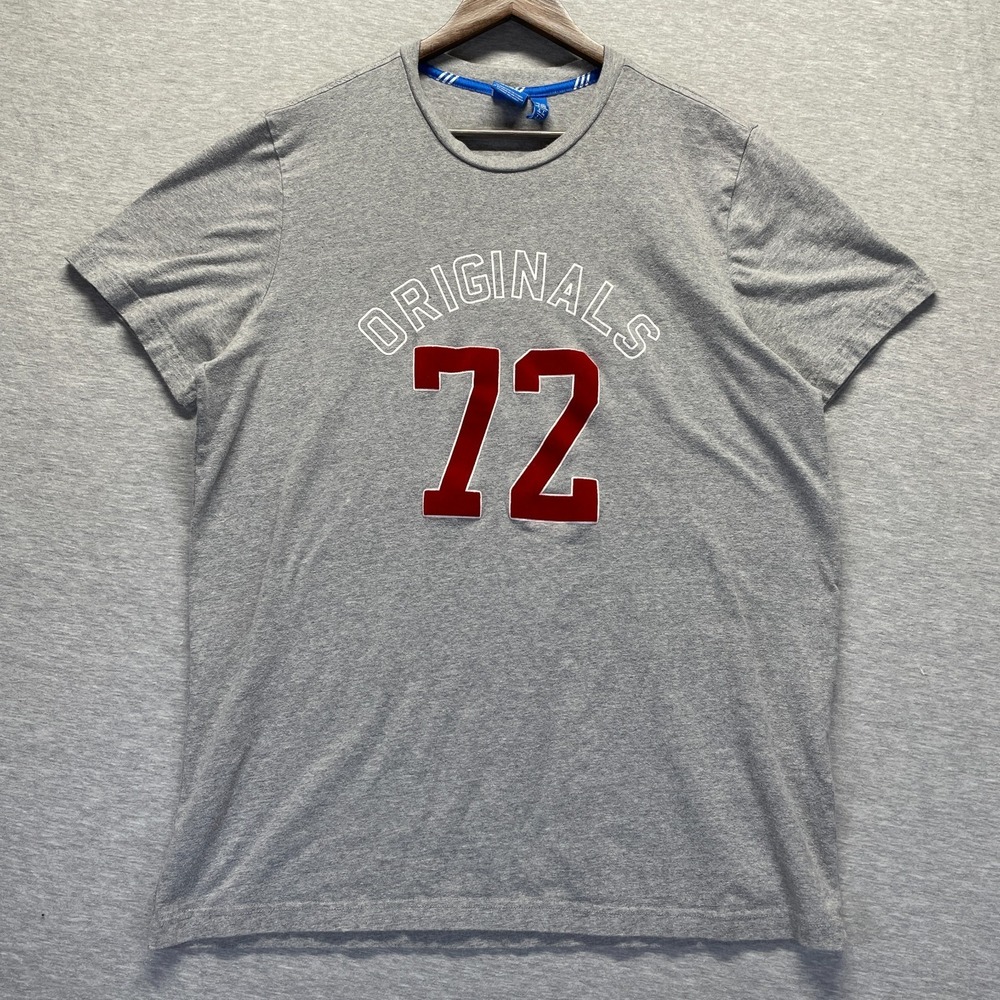 Adidas Originals 72 T Shirt Unisex 2XL Heather Gray Graphic Logo Cotton Casual